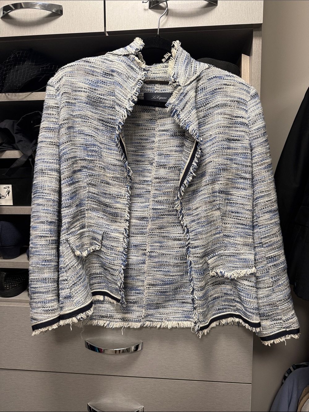 Les copains blue & White 46 or M Women’s open all cotton blazer